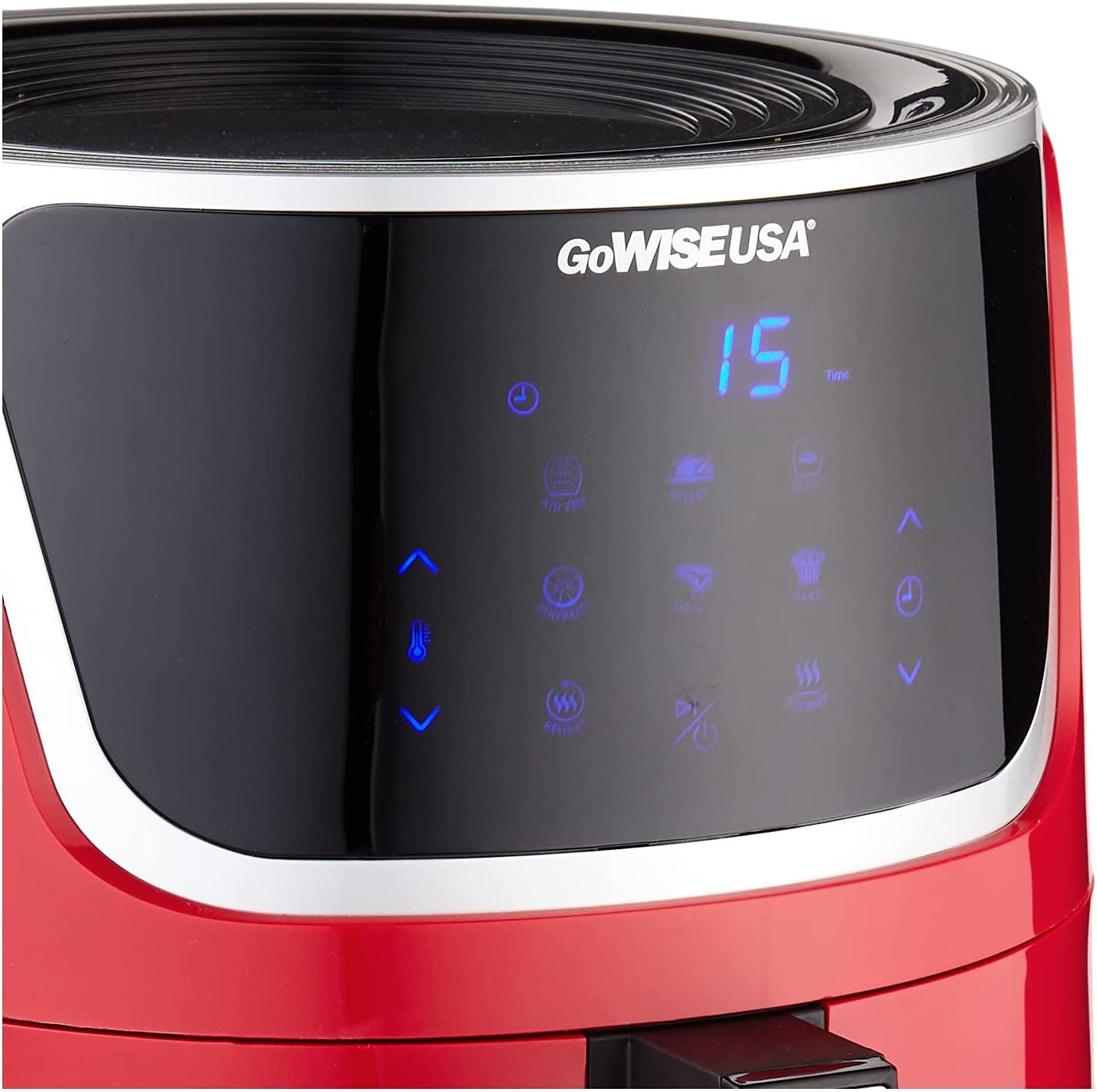 USA GW22957 7-Quart Electric Air Fryer with Dehydrator and 3 Stackable Racks, Digital Touchscreen with 8 Functions and Recipe Guide, Red/Silver