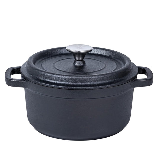 5.2 Quart Pre-Seasoned Cast Iron Dutch Oven with Lid and Handles - Versatile Black Cast Iron Cookware for Casseroles and Braising - Compatible with Induction Stovetops