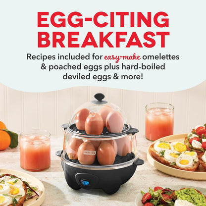 Deluxe Rapid Egg Cooker with Auto Shut-Off Feature for Hard Boiled, Poached, Scrambled Eggs, Omelets, Steamed Vegetables, and Dumplings - 12 Capacity, Black