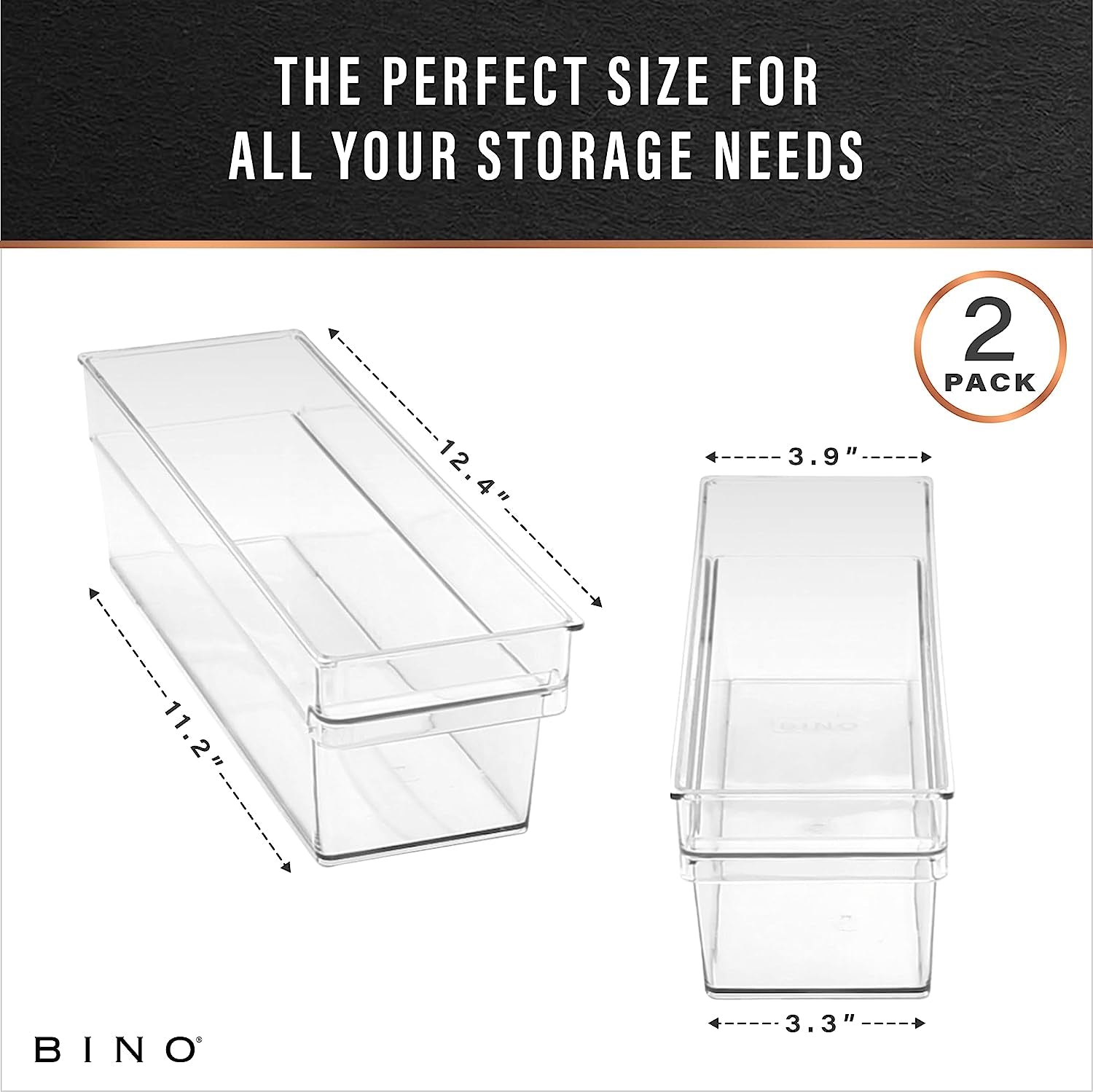 Plastic Storage Bins - Small Shallow | The Handler Collection | Multipurpose Organizer for Kitchen and Pantry | Clear Containers for Home Organization | Freezer Storage Solution