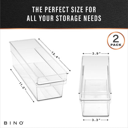 Plastic Storage Bins - Small Shallow | The Handler Collection | Multipurpose Organizer for Kitchen and Pantry | Clear Containers for Home Organization | Freezer Storage Solution