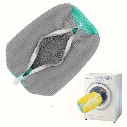 Cotton Washing Shoe Bags - Set of 1 or 2, Anti-Deformation Laundry Organizers with Fluffy Fibers for Easy Dirt Removal