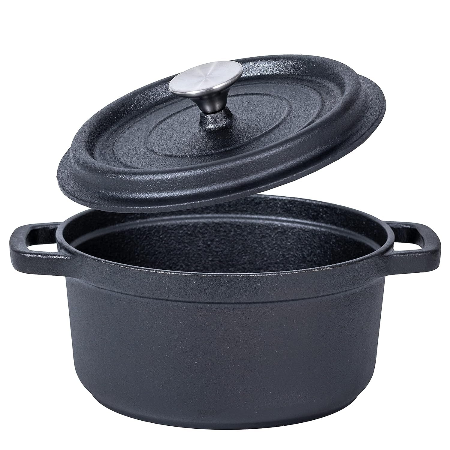 5.2 Quart Pre-Seasoned Cast Iron Dutch Oven with Lid and Handles - Versatile Black Cast Iron Cookware for Casseroles and Braising - Compatible with Induction Stovetops