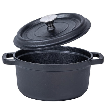 5.2 Quart Pre-Seasoned Cast Iron Dutch Oven with Lid and Handles - Versatile Black Cast Iron Cookware for Casseroles and Braising - Compatible with Induction Stovetops