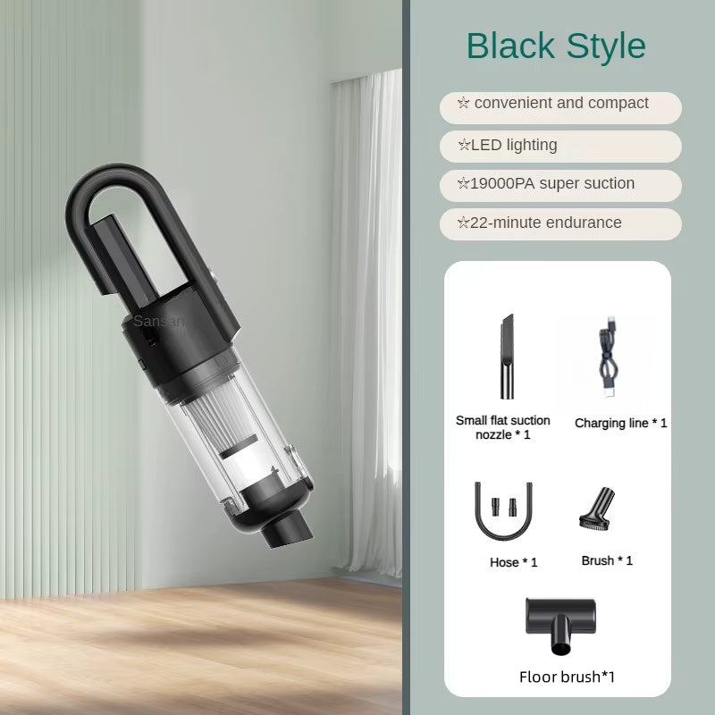 Professional Wireless Handheld Vacuum Cleaner with 19000Pa Suction Power and Metal Strainer for Home and Car Use