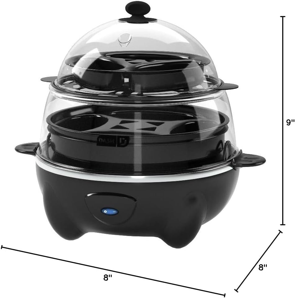 Deluxe Rapid Egg Cooker with Auto Shut-Off Feature for Hard Boiled, Poached, Scrambled Eggs, Omelets, Steamed Vegetables, and Dumplings - 12 Capacity, Black
