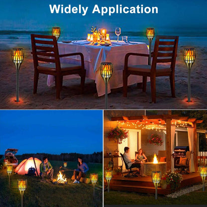 Solar Outdoor Torches - 43" Flickering Flame Solar Garden Lights, Waterproof Landscape Lighting with Dusk to Dawn Auto On/Off Feature, 4-Pack for Yard, Patio, and Driveway Security