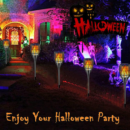 Solar Outdoor Torches - 43" Flickering Flame Solar Garden Lights, Waterproof Landscape Lighting with Dusk to Dawn Auto On/Off Feature, 4-Pack for Yard, Patio, and Driveway Security