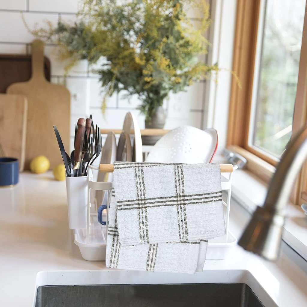 Premium 100% Cotton Dish Cloths - 12 x 12 Inches - Pack of 8 - Ultra Soft and Highly Absorbent Kitchen Towels - Terry Cleaning Cloths for Kitchen and Household Use - Grey