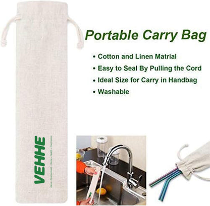 Reusable Stainless Steel Drinking Straws - 10.5" Ultra Long Rainbow Set of 8 with Cleaning Brush for 20/30 Oz Yeti Cups