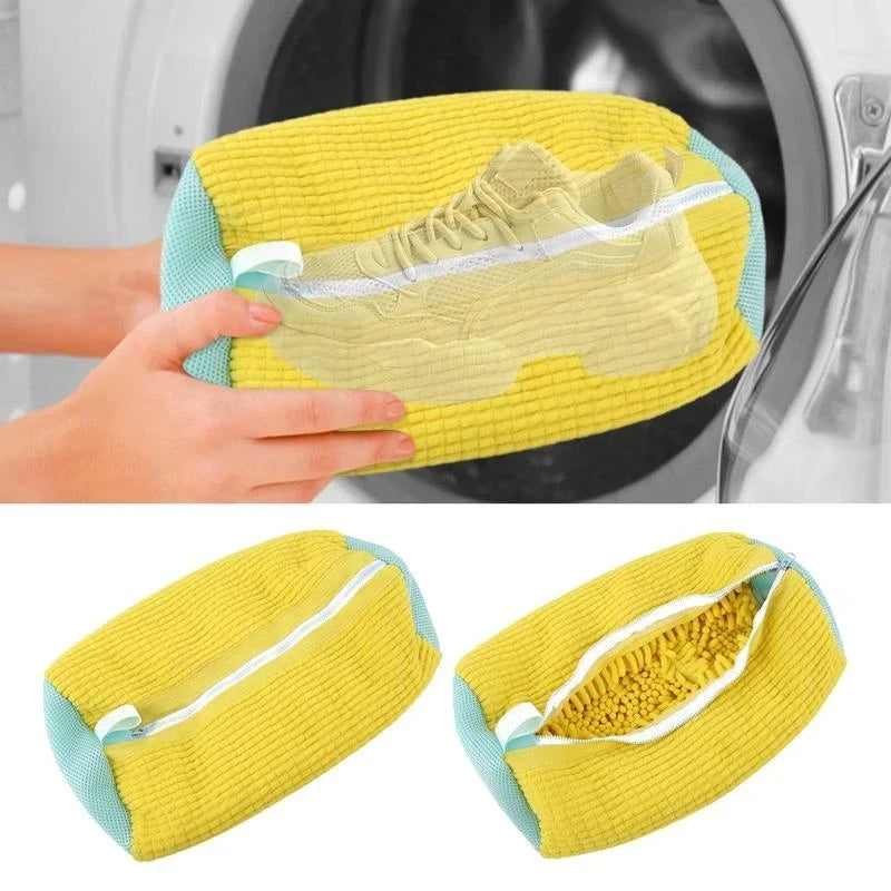 Cotton Washing Shoe Bags - Set of 1 or 2, Anti-Deformation Laundry Organizers with Fluffy Fibers for Easy Dirt Removal